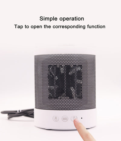 White and black 3-in-1 space heater with humidifier and night light, featuring a mesh grille and control buttons. - Image 22