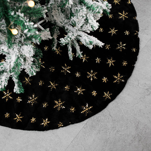 Falda para Árbol de Navidad Terciopelo Negro con Bordado Elegante - Image 4