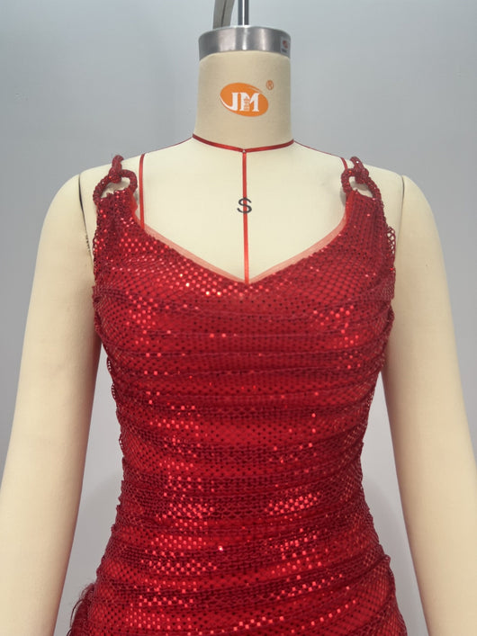Vestido Mini Lujo con Lentejuelas Rojo Brillante - Perfecto para Celebraciones - Image 14