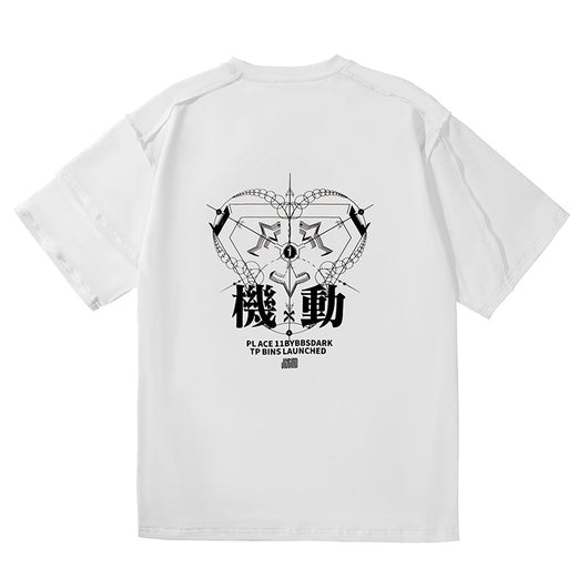 Camiseta Suelta Casual con Estampado de Viento - Manga Corta Funcional - Image 7
