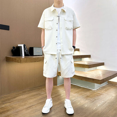 Traje de Camiseta con Solapa Estilo Coreano para Hombre
