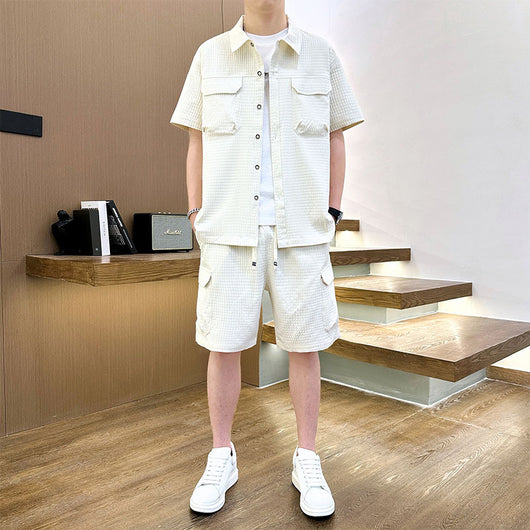 Traje de Camiseta con Solapa Estilo Coreano para Hombre
