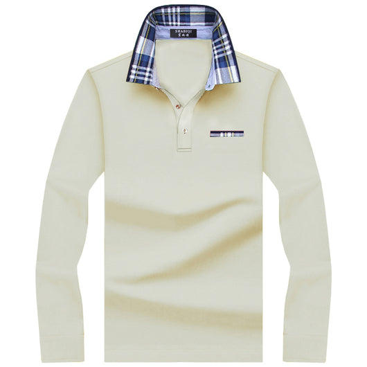 Playera Casual Ejecutiva con Solapa Fleece Suelta en Color Sólido para Hombre - Image 6