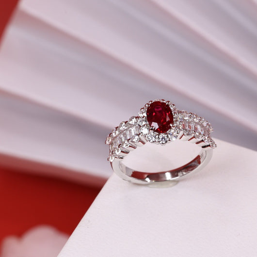 Anillo de Rubí Rojo Sangre de Paloma Vintage Elegante para Mujer - Image 7