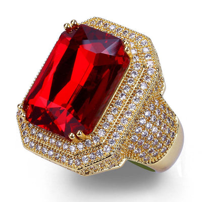 Anillo de Rubí con Circonitas Enchapado en Oro - Image 10