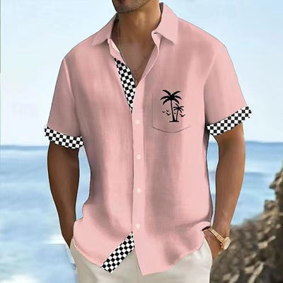 Camisa Hombre Estampado Árbol de Coco con Rayas Geométricas - Image 13