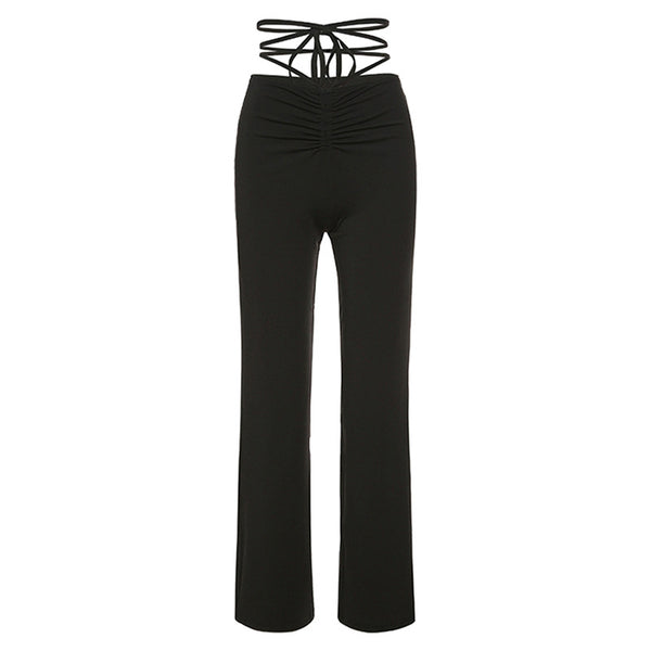 Pantalón Casual de Cintura Alta con Cordones y Ajuste Slim - Image 7