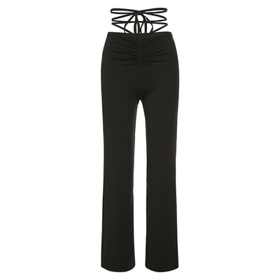 Pantalón Casual de Cintura Alta con Cordones y Ajuste Slim - Image 7