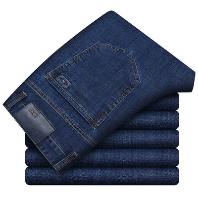Pantalones Vaqueros de Negocios Gruesos Rectos para Hombre - Otoño e Invierno - Image 5
