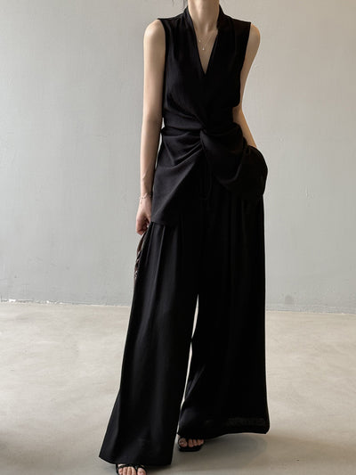 Conjunto Elegante sin Mangas: Blusa Temperamento + Pantalón Ancho Fluido - Image 17