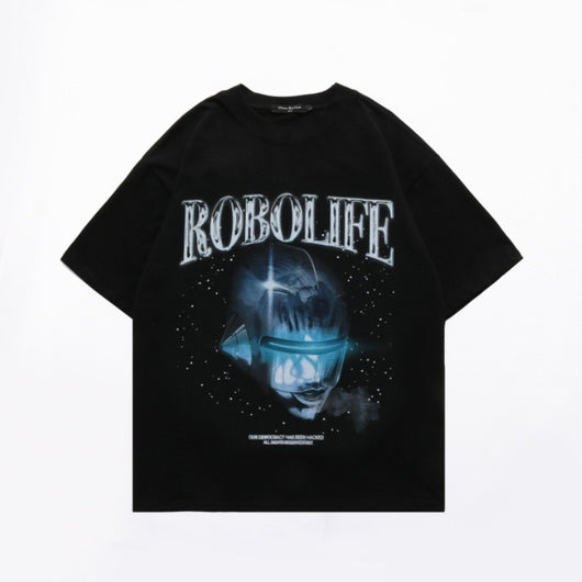 Camiseta Suelta Retro Estampado Alien Estilo Urbano para Hombre