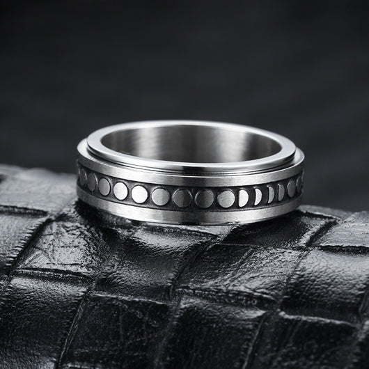 Anillo Giratorio de Acero Inoxidable con Luna y Estrellas para Aliviar Ansiedad - Image 10