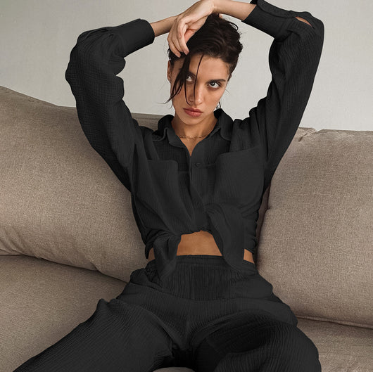Conjunto de Blusa Suelta y Pantalón Recto de Cintura Alta - Image 2