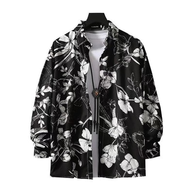 Camisa Floral Manga Larga Hombre - Estilo Casual Holgado Tendencia - Image 2