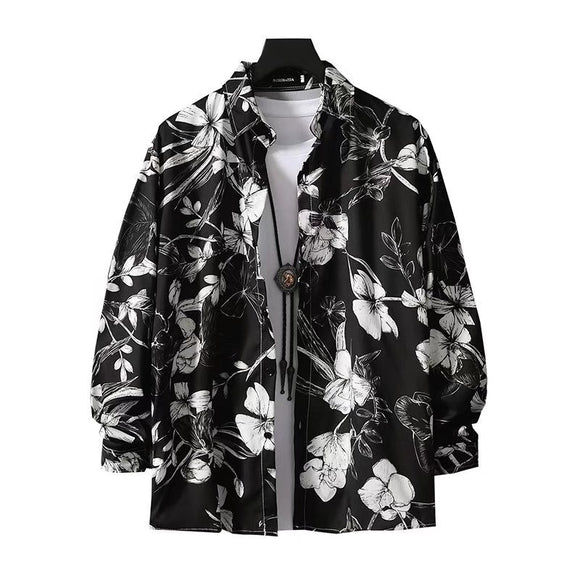 Camisa Floral Manga Larga Hombre - Estilo Casual Holgado Tendencia
