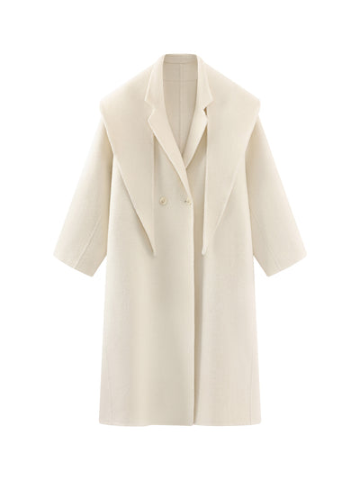 Abrigo de Lana Blanco Doble Botonadura para Mujer - Largo Reversible Otoño Invierno - Image 2