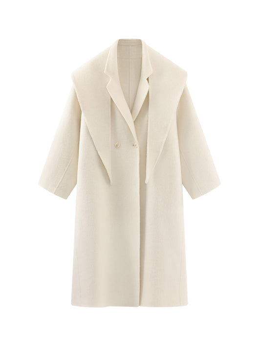Abrigo de Lana Blanco Doble Botonadura para Mujer - Largo Reversible Otoño Invierno - Image 2