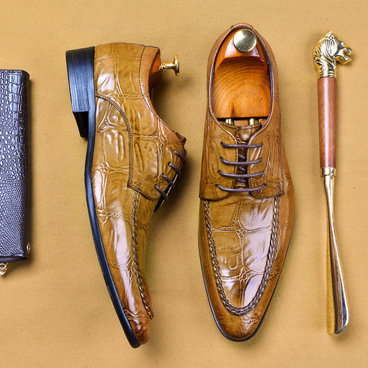 Zapatos de Cuero Casual Británico Estilo Coreano con Patrón Cocodrilo - Image 5