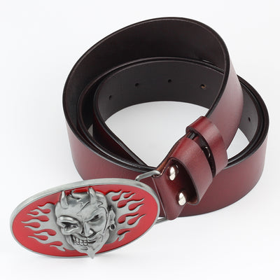 Cinturón de Cuero Retro con Hebilla Calavera - Estilo Vintage Ghost - Image 7