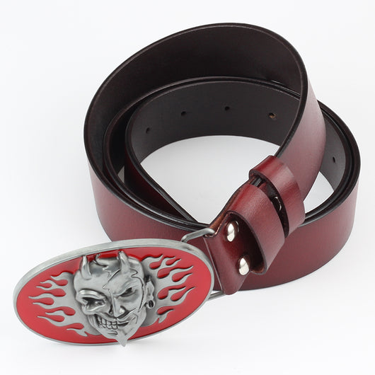 Cinturón de Cuero Retro con Hebilla Calavera - Estilo Vintage Ghost - Image 7