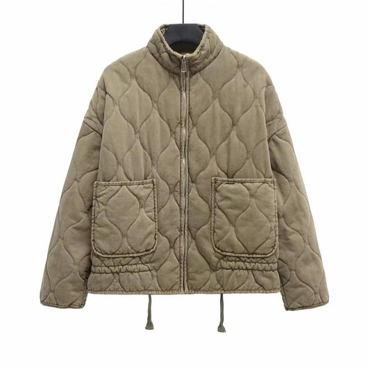 Abrigo de Algodón Liso para Otoño-Invierno con Cordones Ajustables