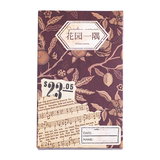 Set of 60 sheets of retro artistic decorative paper with 20 unique floral and botanical patterns in red, maroon, and gold. - Image 7