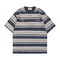 Camiseta Retro Rayas Japonesa con Estampado de Letras - Unisex