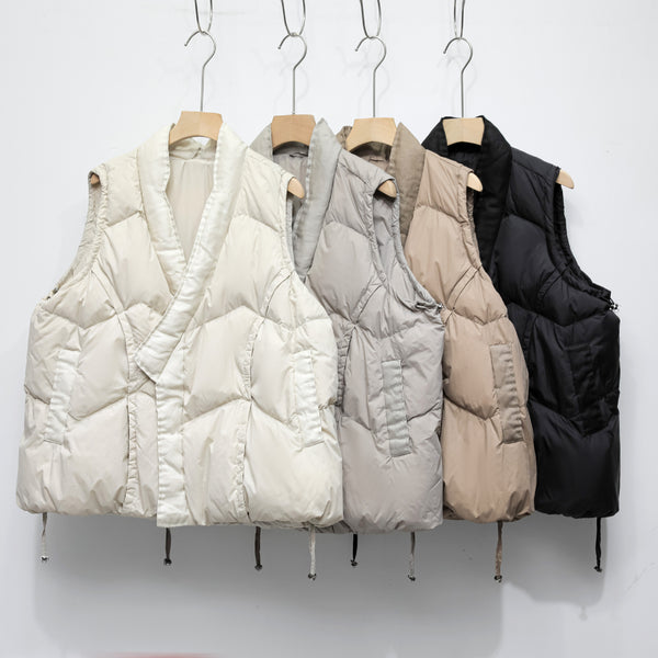 Chaleco Acolchado de Plumón 90% Cuello Alto para Mujer