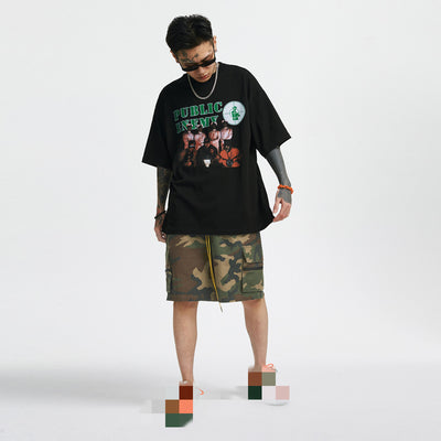 Shorts Cargo Camuflaje Vintage con Cierre - Estilo Casual Moderno para Hombre - Image 4