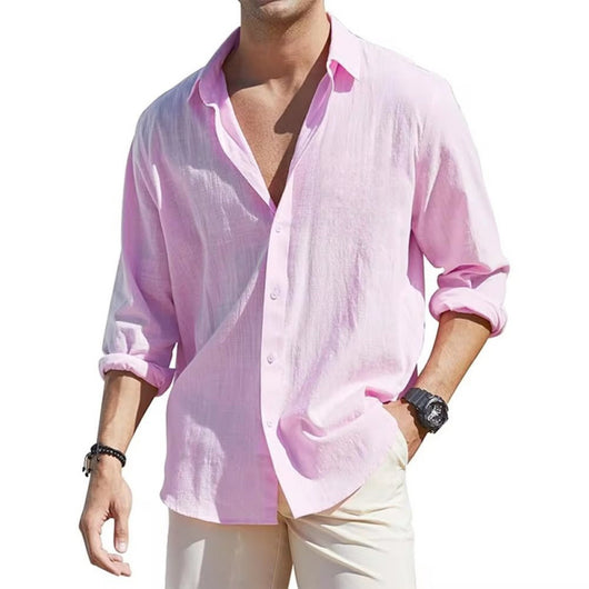 Cardigan de Lino para Hombre con Solapa y Manga Larga - Image 11