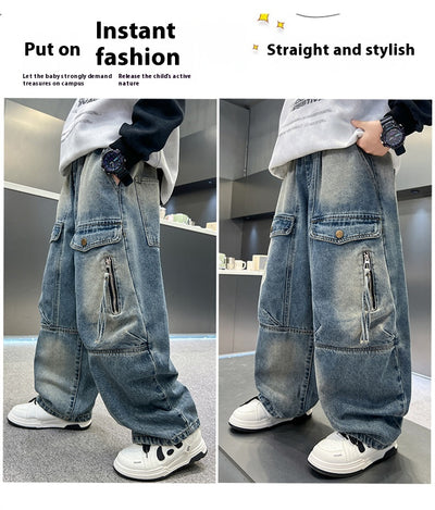 Pantalones Cargo Sueltos para Niños - Jeans Versátiles y Cómodos - Image 9