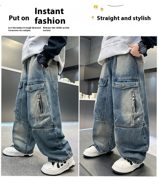 Pantalones Cargo Sueltos para Niños - Jeans Versátiles y Cómodos - Image 9