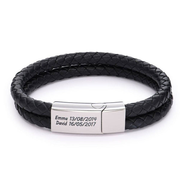 Pulsera de Cuero Genuino para Hombre con Grabado Personalizado - Image 4