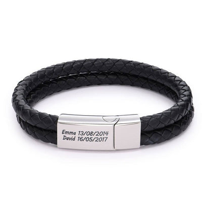 Pulsera de Cuero Genuino para Hombre con Grabado Personalizado - Image 4