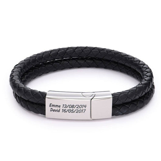 Pulsera de Cuero Genuino para Hombre con Grabado Personalizado - Image 4