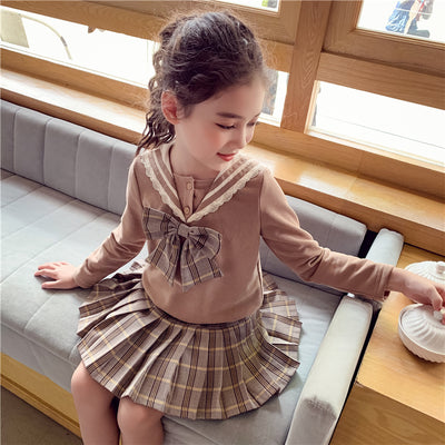 Sudadera y Falda Corta Estilo Universitario Coreano para Niña - Image 24