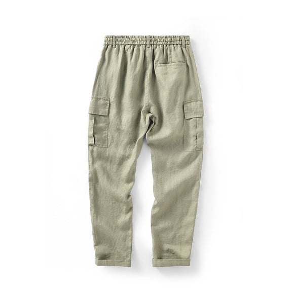 Pantalones de Lino Casuales Cintura Media Transpirables para Jóvenes