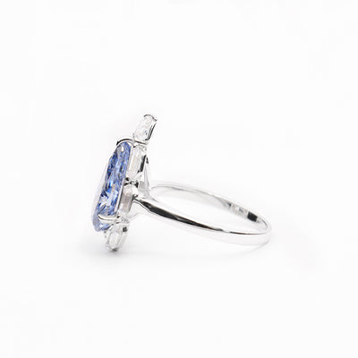 Anillo de Diamante Azul Sintético Talla Gota de Agua en Plata 925 - Image 9