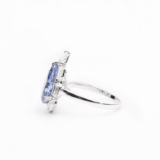 Anillo de Diamante Azul Sintético Talla Gota de Agua en Plata 925 - Image 9