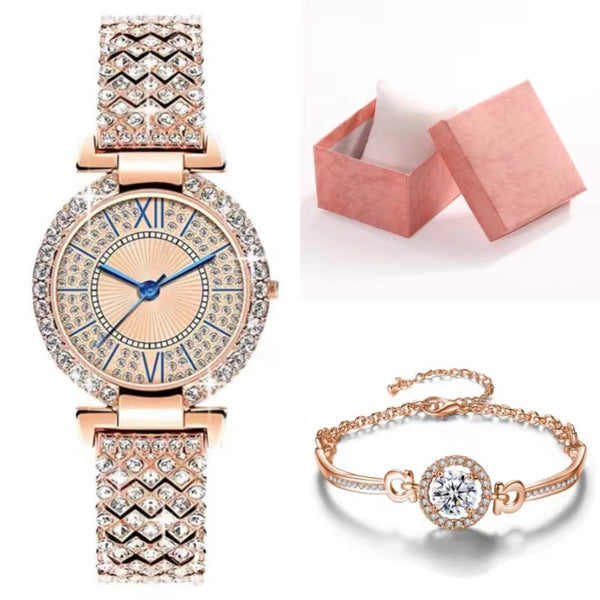 Reloj de Pulsera de Lujo con Diamantes Completos para Mujer - Diseño Versátil y Trendy
