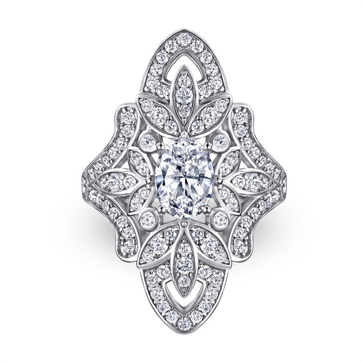 Anillo de Diamante Simulado Floral Ancho Exagerado - Estilo Europeo y Americano - Image 8