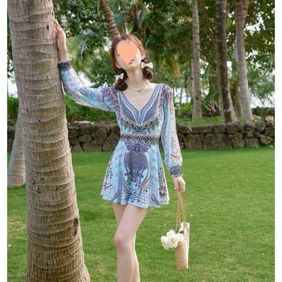 Traje de Baño Enterizo para Mujer con Manga Larga y Fruncido en Pecho - Image 8