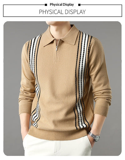 Suéter de Punto Colorblock con Cuello y Cierre Medio Cremallera para Hombre - Image 38