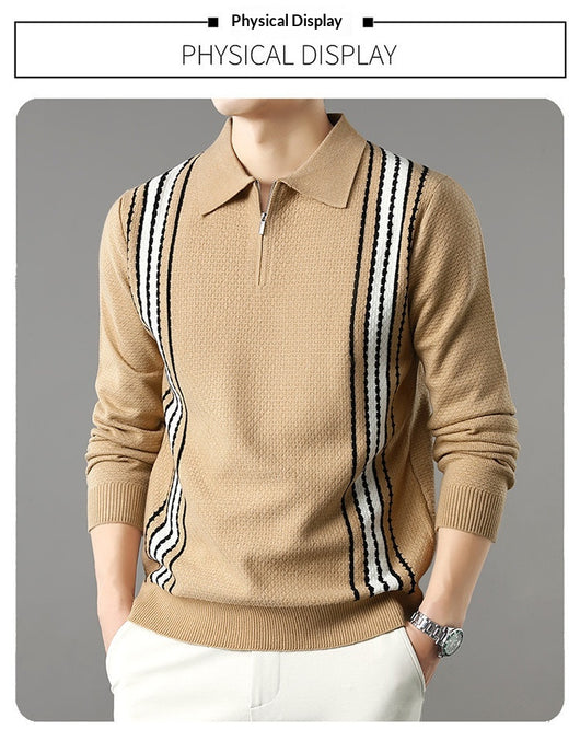 Suéter de Punto Colorblock con Cuello y Cierre Medio Cremallera para Hombre - Image 38