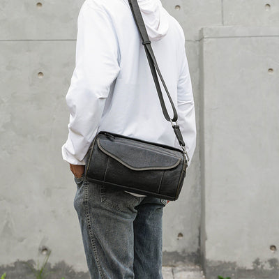 Bolsa Crossbody de Cuero Curtido al Vegetal para Hombre - Estilo Vintage