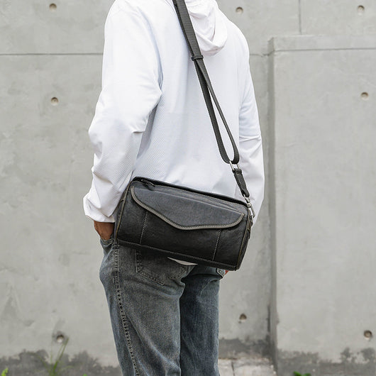 Bolsa Crossbody de Cuero Curtido al Vegetal para Hombre - Estilo Vintage