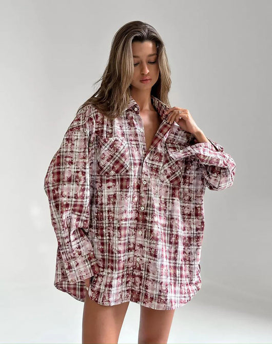 Camisa Cuadros Suelta Manga Larga Casual - Image 11
