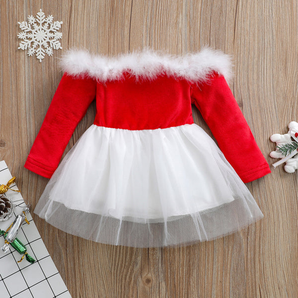 Vestido Princesa Rojo Asimétrico para Niñas - Otoño Invierno