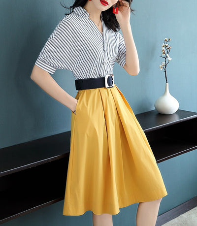 Falda Blusa a Rayas con Contraste Elegante - Image 8