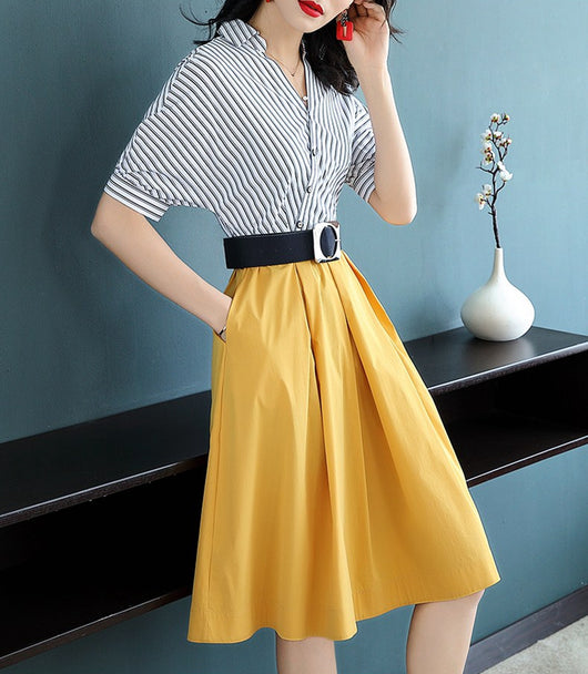 Falda Blusa a Rayas con Contraste Elegante - Image 8